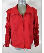ROSE womens Sz XL Long RUCHED sleeve red full zip 2 pocket LINED jacket ... - £12.82 GBP