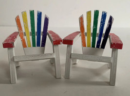 2 Mini Adirondack Chairs Cake Topper Tablescape rainbow distressed Beach... - £14.23 GBP