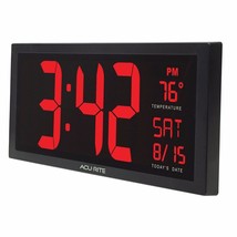 Big Digital Wall Clock Large LED Display School Office Electronic w Temperature - £40.16 GBP