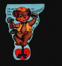 Vintage Valentines Day Card Teddy Bear On Telephone - £5.17 GBP