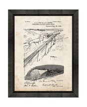 Pyrotechnic Railway Danger Signal Patent Print Old Look with Beveled Wood Frame - £20.00 GBP+