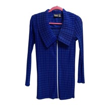 Chicos Travelers Womens Size 0 Small Royal Blue Full Zip Jacket Pleated Stretch - £21.13 GBP