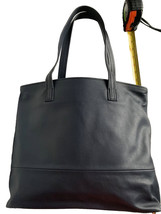 Waterbury Leatherworks Luxe Leather tote bag shoulder handles navy blue USA - $108.90