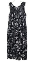 HANNAH Large Black Maxi Smocked  Sleeveless Boho Coastal Sundress  - $29.99