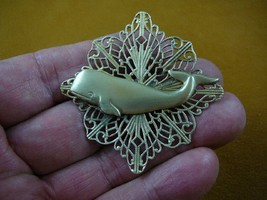 (b-whal-5) Sperm Whale ocean filigree brass pin pendant love watching wh... - $19.62