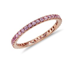 Pink Sapphire Full Eternity Band 14K Rose gold Channel Set round shape matching  - £1,167.85 GBP