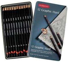Derwent 12 Graphic Hard Graphite Pencils Tin Set - £13.29 GBP