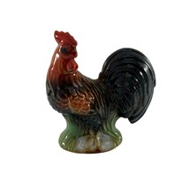 Dolgencorp Ceramic Rooster 4.5&quot; Tall Green Red Figurine French Country Farmhouse - £7.88 GBP
