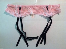 Lace Garter Belt With Adjustable Straps Suspenders Pink / Black Sz Xl Nwt - £5.23 GBP