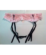 LACE GARTER BELT WITH ADJUSTABLE STRAPS SUSPENDERS PINK / BLACK Sz XL NWT - $128.30 MXN