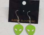 Albert Elovitz Inc. Green Alien Head Earrings Pierced Ears - £36.60 GBP