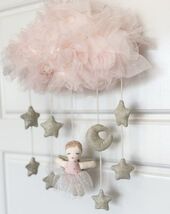 Mon Ami Angel Celestial Baby Mobile Pink Tulle Ballerina Glittering Star... - $24.47