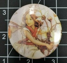 Button Pinback Pixie Fairy Woodland Fantasy Imagination Vintage - £8.87 GBP