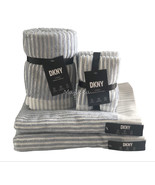 DKNY Cabana Striped Blue White 2 Bath Towels 2 Hand 4 Washcloth 8 Pc Tow... - £84.50 GBP