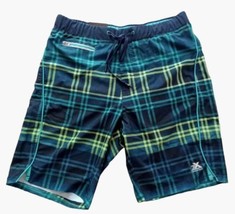 Zeroxposur Men&#39;s Swim Shorts Hook N Loop Pullstring Zip Pocket Teal New - £14.79 GBP
