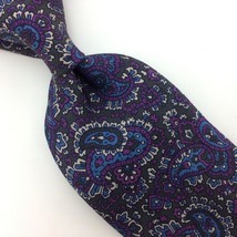 Oscar de la Renta Tie Blue/Beet/Wht Paisley Narrow Silk Necktie I20-92 Vtg/Rare - £14.01 GBP