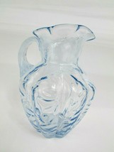 Vintage Fenton Fern Optic Blue Applied Reed Handle Small Pitcher Creamer... - £19.46 GBP