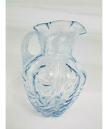 Vintage Fenton Fern Optic Blue Applied Reed Handle Small Pitcher Creamer... - £19.77 GBP