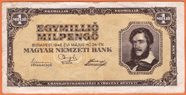 HUNGARY 1946  Fine  1.000.000 Milpengő Banknote Money Bill P- 128 - $5.00