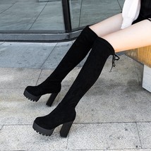 Womens Platform Heels Thigh High Boots Skinny Sexy Over-the-Knee Knight Boots Wi - £40.51 GBP