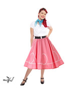 Pink and White Ric Rac Circle Skirt 50s Style Party Sock Hop Swing S/M -... - £19.18 GBP