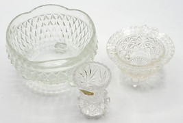 3 Vintage Crystal Clear Cut Glass Collectibles Toothpick Holder Ashtray Dish - £23.94 GBP