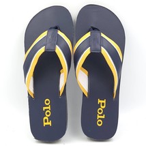 Polo Ralph Lauren Men Flip Flops Sandals Vintage Bolt Size US 9D Navy Gold - £35.61 GBP