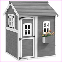 Wooden Kids Outdoor Playhouse with Floor &amp; Windows | Garden Wendy House ... - $390.06