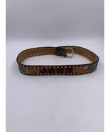 Vintage Leather Belt Hand Tooled &quot;JOHN&quot; Eagle Design Silver Metallic Tri... - $19.43