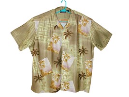 Mens 4X Harbor Bay HB Tropical Island Palm Tree Short Sleeve Button Fron... - $23.19