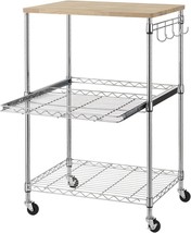Featuring A Chrome-Plated, 3-Tiered Wire Rolling Kitchen Cart From Finnhomy, An - £68.89 GBP