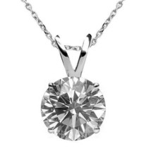 0.5CT Diamond G-H I1-I2 14K White Gold Solitaire Pendant Necklace 18" Chain - £275.32 GBP