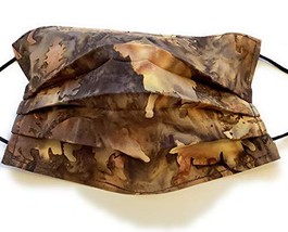 Pleated Pecan Brown Face Mask Mountain Camping Moose Wolf Elk Bear, 100% cotton  - £10.92 GBP