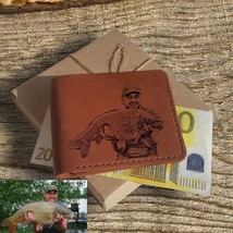 Fishing Gift. Personalized Photo Wallet. Сustomized Slim Picture Mens Wallet - £35.96 GBP