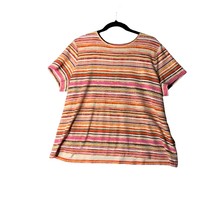 Croft and Barrow Womens Size 2X Short sleeve Tshirt Top Striped Pink Brown Orang - £9.93 GBP