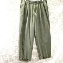 Dockers Mens Dress Pants Size 34/32  Pleated Front Sage Green Cuffed Legs - £11.44 GBP