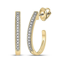 10kt Yellow Gold Womens Round Diamond Half J Hoop Earrings .03 Cttw - £128.76 GBP