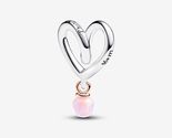 925 Silver and 14K Rose Gold-Plated Wrapped Heart Charm with Lab-Created... - £13.18 GBP