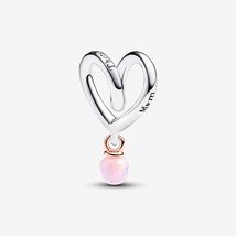 925 Silver and 14K Rose Gold-Plated Wrapped Heart Charm with Lab-Created Opal - £13.22 GBP