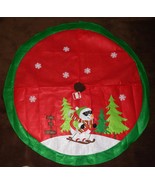 Christmas Felt Tree Skirt Large 4 Foot Diameter Snowman Skiing Let It Sn... - $12.86 CAD