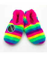 Snoozies Women&#39;s Soft Fuzzy Pink Top Stripe Slippers Multicolor Medium  ... - $12.86