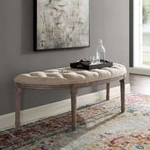 Esteem Vintage French Upholstered Fabric Semi-Circle Bench Beige EEI-3369-BEI - £189.38 GBP