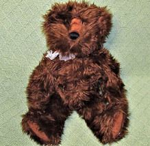 14&quot; Dakin Teddy Bear Chocolate Brown Scrappy Plush Stuffed Animal Sparkle Ribbon - £17.69 GBP