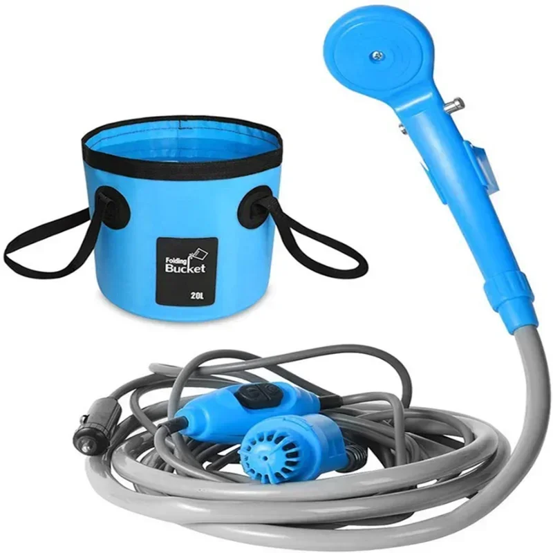 Camping Shower Outdoor Hiking Travel Portable Shower And 20L Bucket Set Car - £29.99 GBP