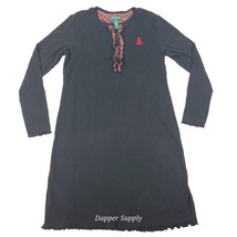 Lauren Ralph Lauren Sleep Dress Womans Medium Embroidered Logo Black 3/4... - $16.73