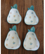 Set of 4 Pear-Shaped Bowls Dishes Earthenware Fruit Print Cute Dessert I... - $26.36 CAD