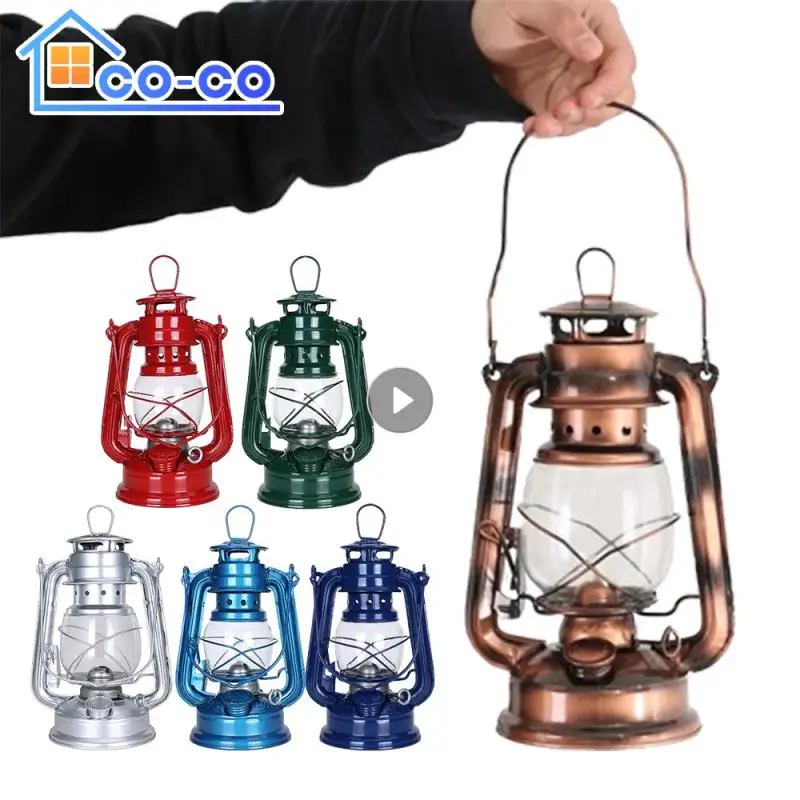 19cm Retro Outdoor Camping Kerosene Lamp Portable Lantern Bronze Colored Oil - £15.37 GBP+