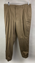Roundtree &amp; York 36x30 Mens Solid Khaki Chino Pants Straight Leg Pleated Front - £13.75 GBP