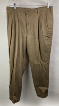 Roundtree &amp; York 36x30 Mens Solid Khaki Chino Pants Straight Leg Pleated Front - £13.72 GBP