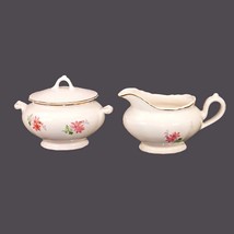 Sovereign Potters creamer and sugar bowl. Pink purple flowers similar to... - $90.02